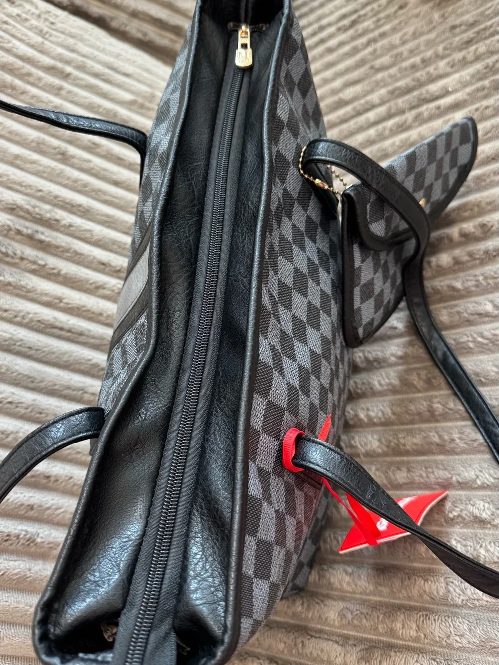 Montana West Checkered Tote with matching pouch handbag